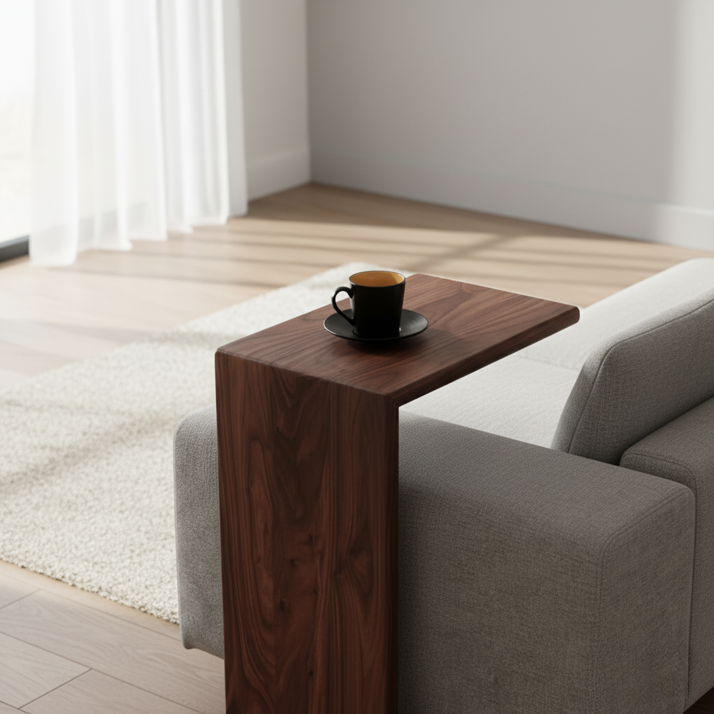 Natural Wood Armrest Tray Table