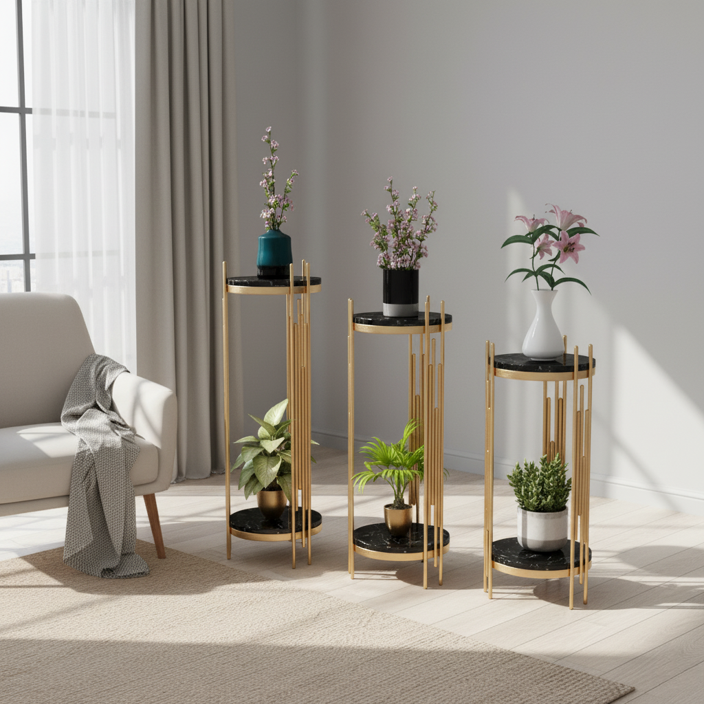 Dual-Level Plant Stand Set