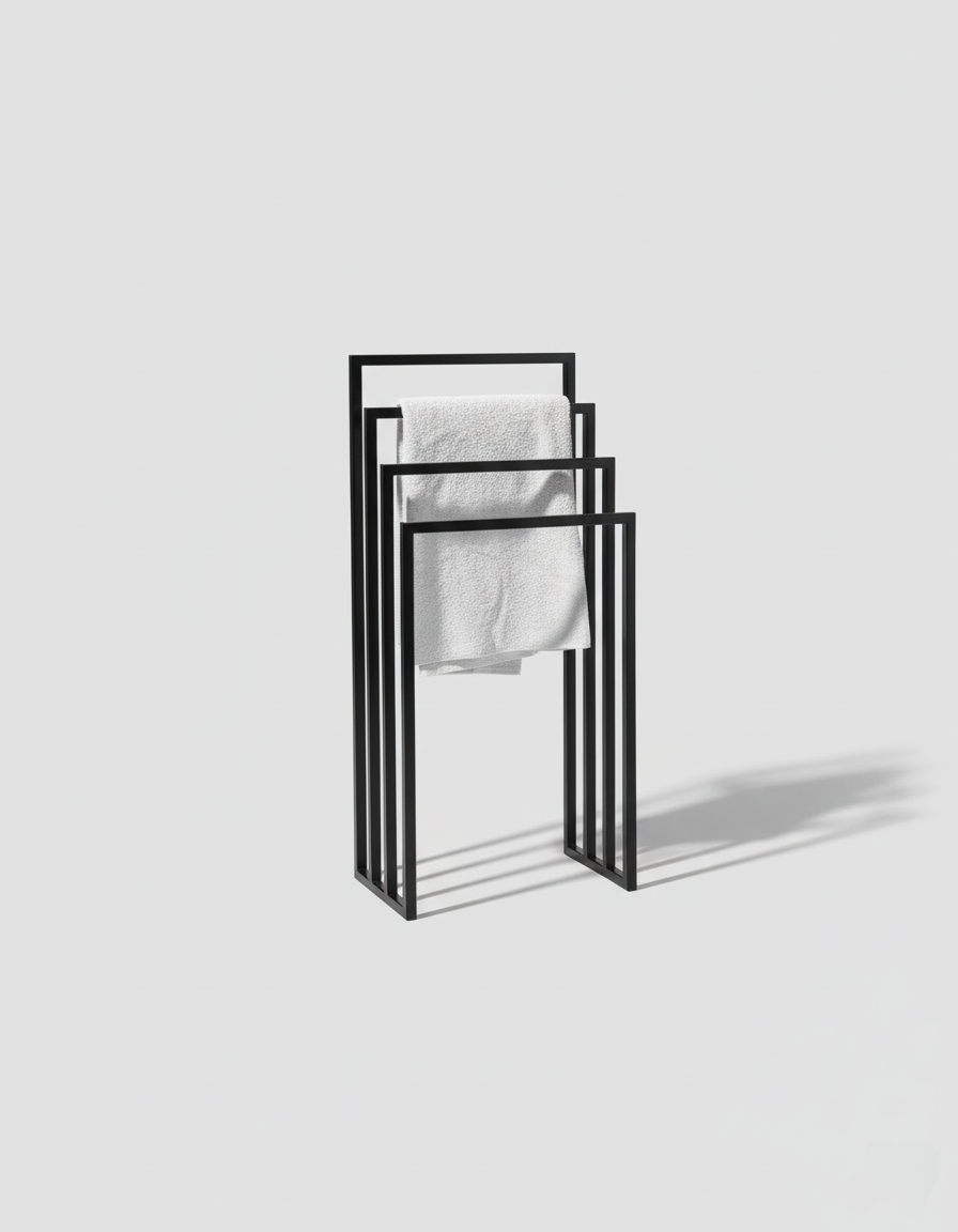 Black Vertical Towel & Storage Frame