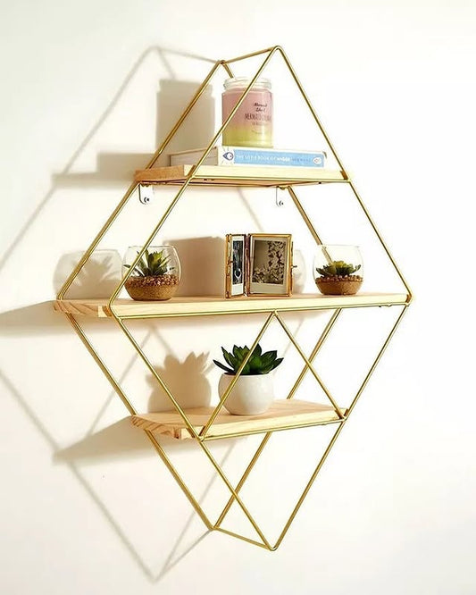 Diamond-Framed Wall Shelf