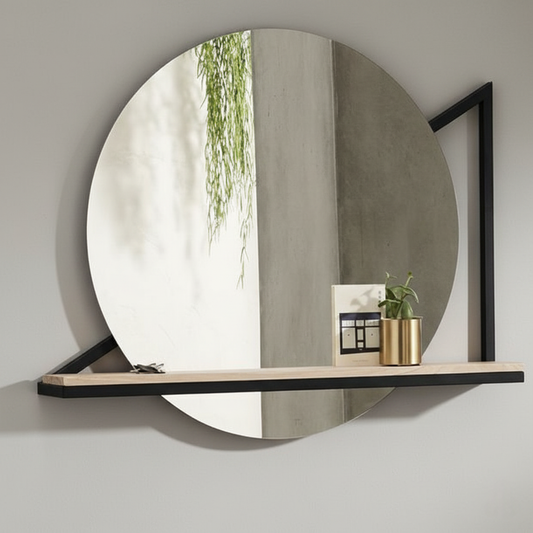 Geometric Wall Mirror with Shelf