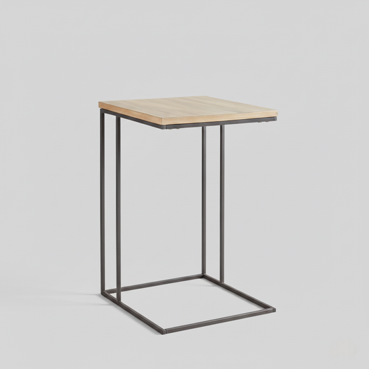 Wooden Side Table with Geometric Accents