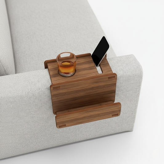 Armrest Wooden Tray with Phone Slot