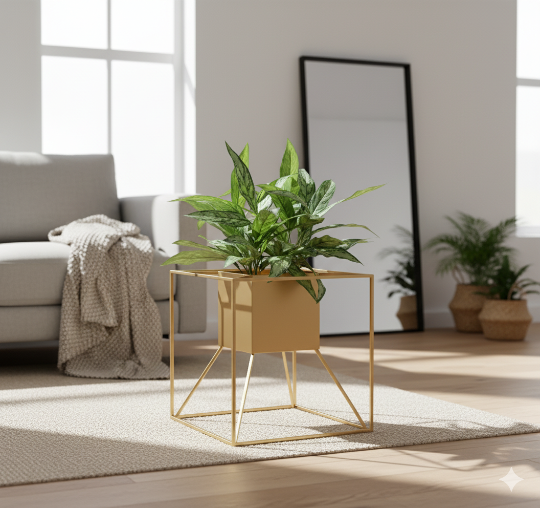 Geometric Gold Display Cube