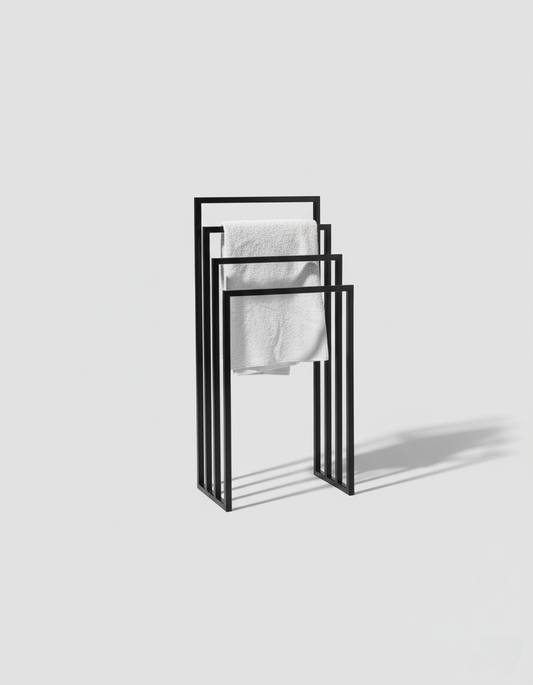 Black Vertical Towel & Storage Frame
