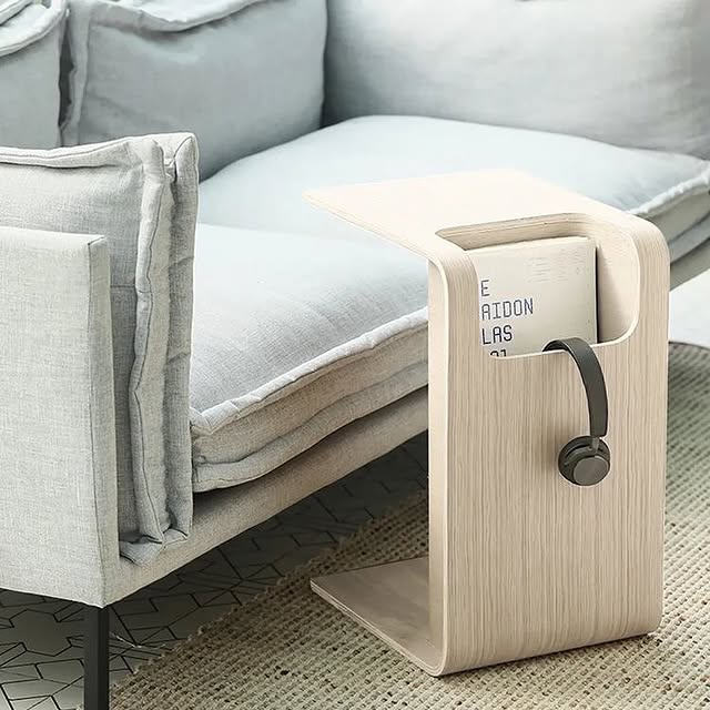 Wooden Sofa-Side Organizer Table