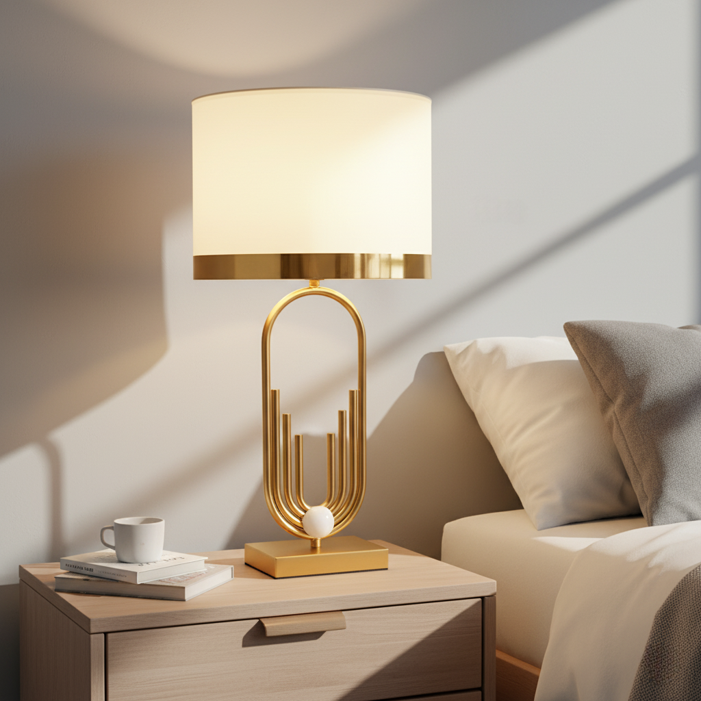 Sculptural Gold Table Lamp