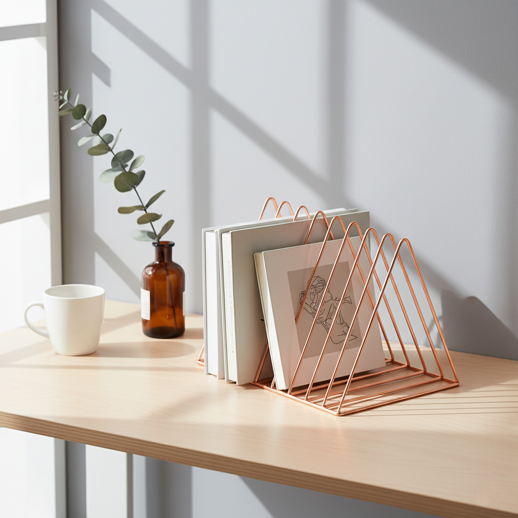 Geometric Wire Book Organizer