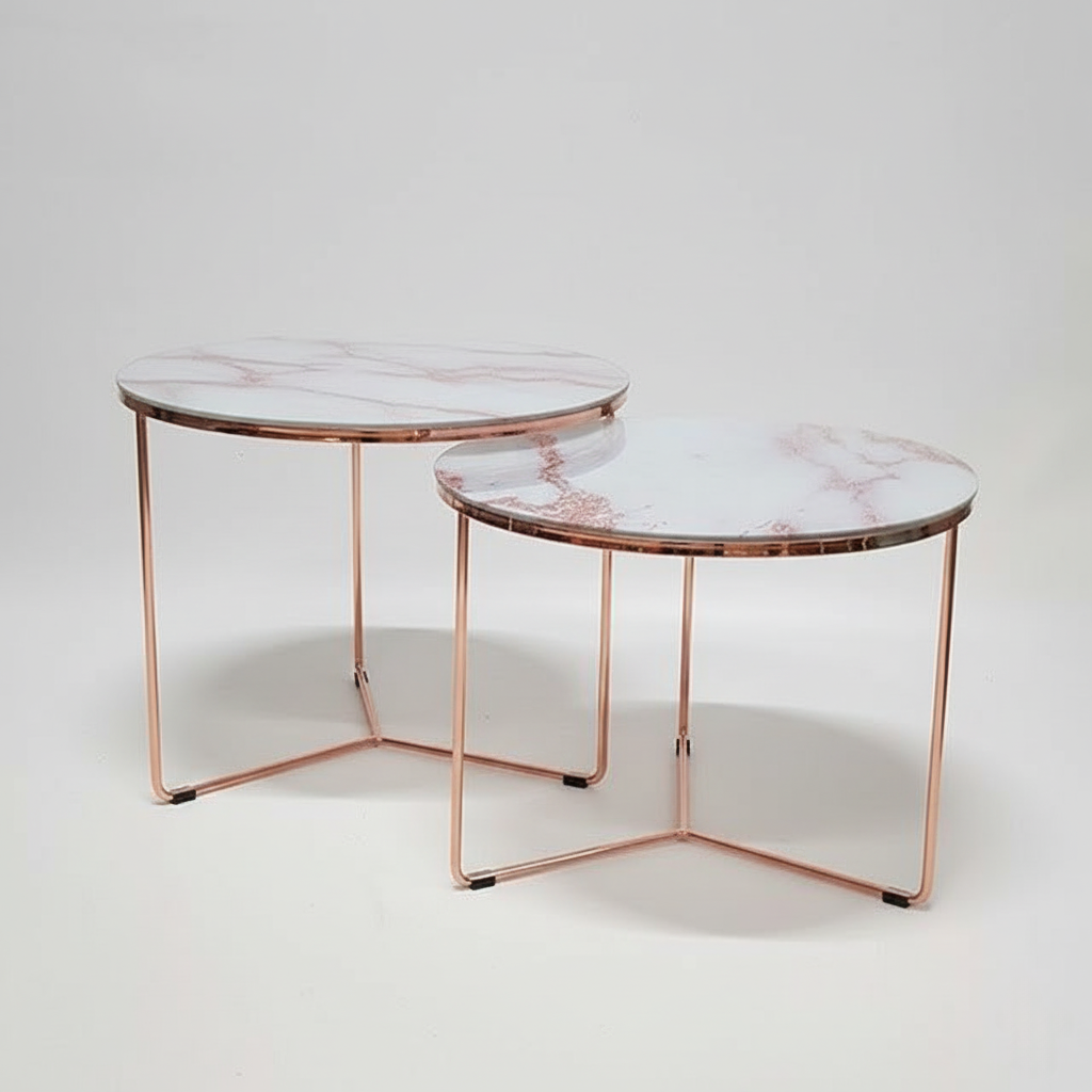 Pink Gold Side Table Set