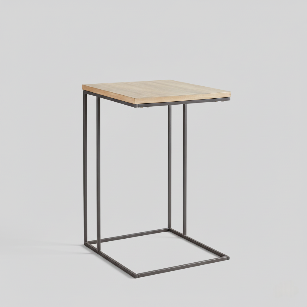 Wooden Side Table with Geometric Accents