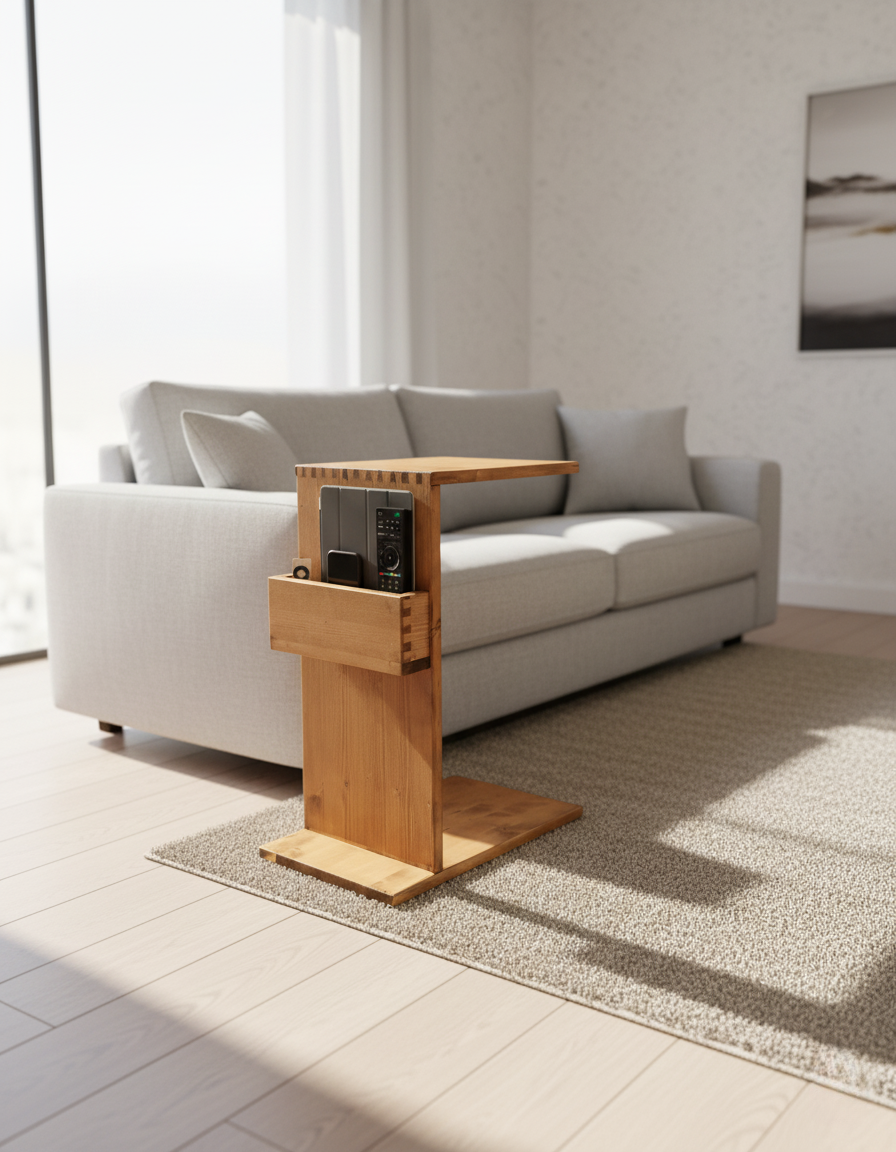 Wooden Accent Table with Device Storage
