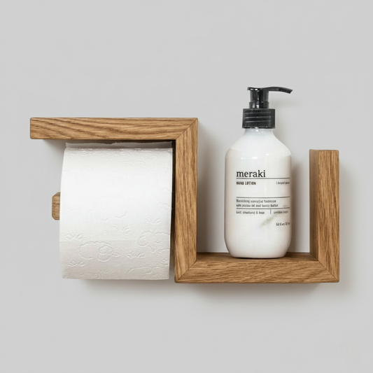 Compact Wood Toilet Paper Rack