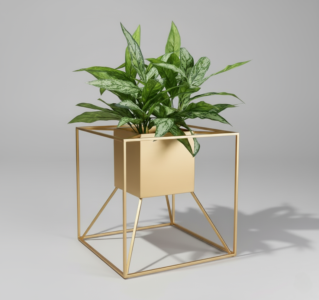 Geometric Gold Display Cube