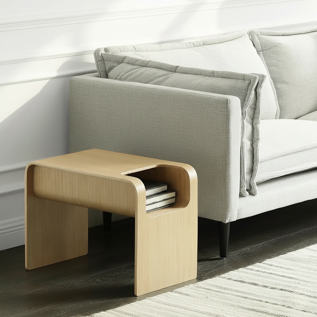 Wooden Side Table with Storage Slot